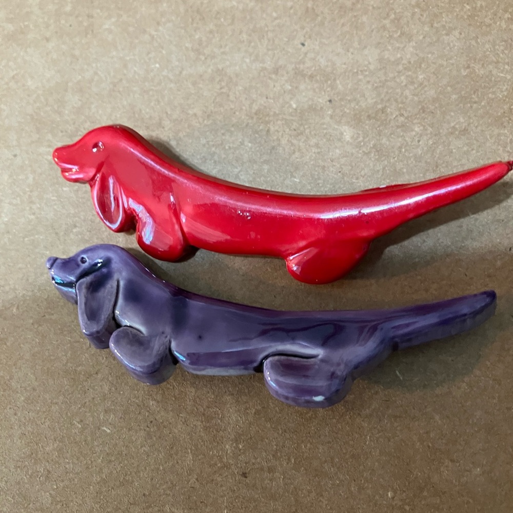 - Lot of 2 doxie dachshund dogs pins vintage 1940s